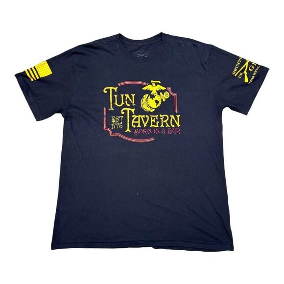 Grunt Style Tun Tavern Born In A Bar USMC Staff T-Shirt Black Short Sleeve XXXL - Picture 1 of 5